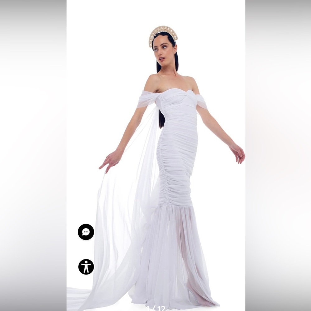 Norma Kamali Walter Fishtail Gown White Sz Small